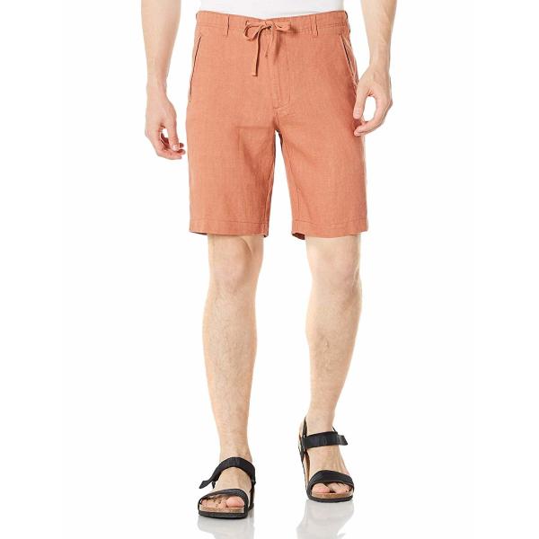 Light Brown Beach Mens Linen Shorts Drawstring Yarn Dyed Fabric