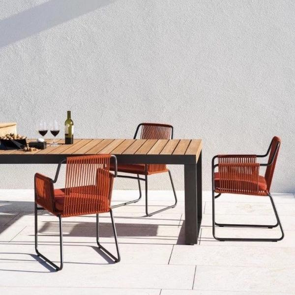 European Design Style Outdoor Furniture Set with Metal Frame and Rope Weave