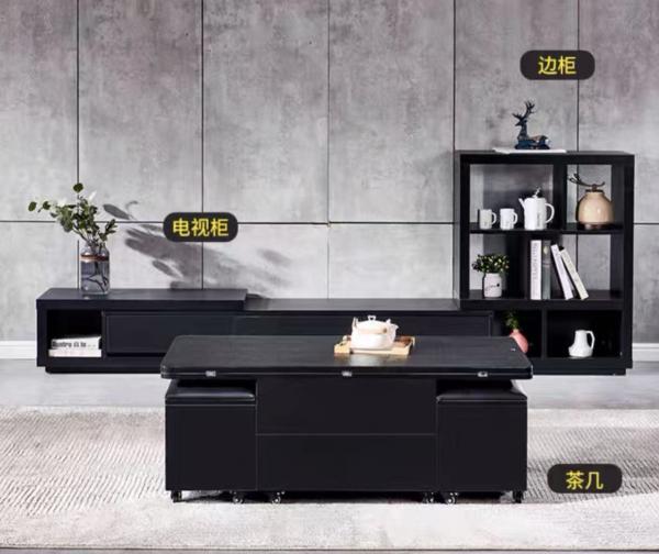 Rectangle Space Saving Lift Top Coffee Table Office Furniture With Storage Stools