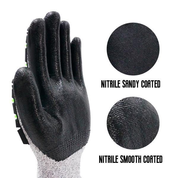 13 Gauge HPPE Cut Proof Nitrile Coating Impact Resistant TPR Gloves Durable Grip