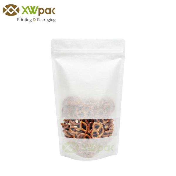 Food Grade Rice Paper Bags Silk Paper Bag With Clear Window Zipper Moisture Proof