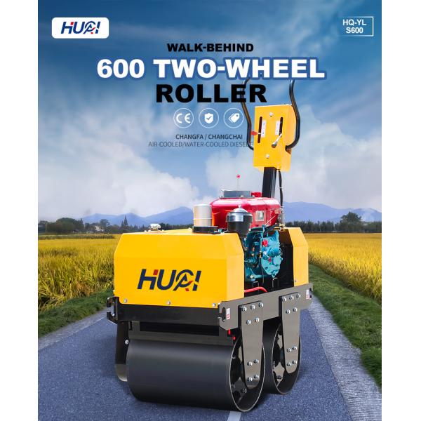 Máquina compactadora de rodillos de asfalto de 500 kg para caminar detrás de tambores dobles