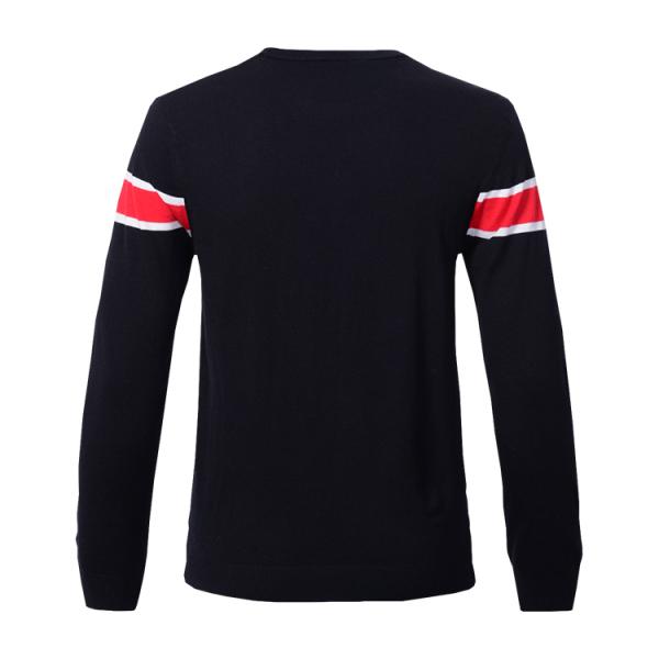 Color Combination Autumn Crew Neck Stripe Sweater Cotton Knitting Black Clothes Sweater