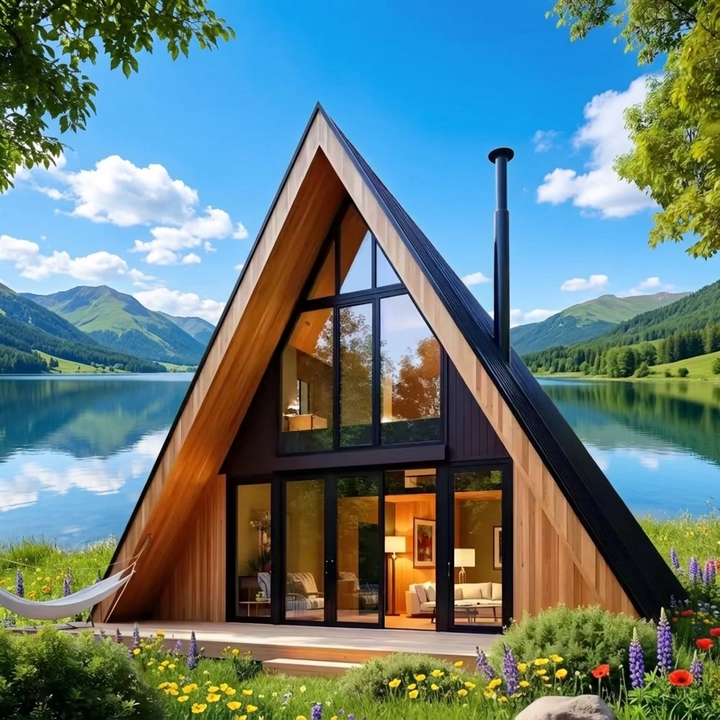 Hot Selling New 2 Bedroom Chalet Style Wooden House, Steel Structure Portable Building for Camping & Holiday Residence