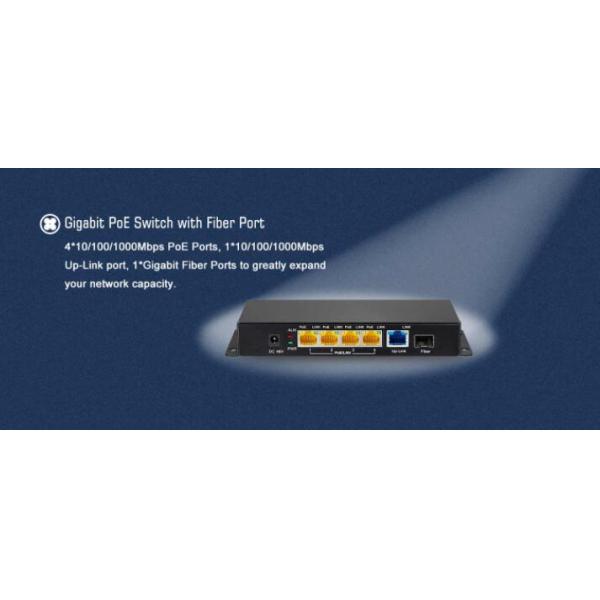 Full Gigabit Ports POE Ethernet Switch 4 Port 48V With 1 Uplink / 1 SFP Port