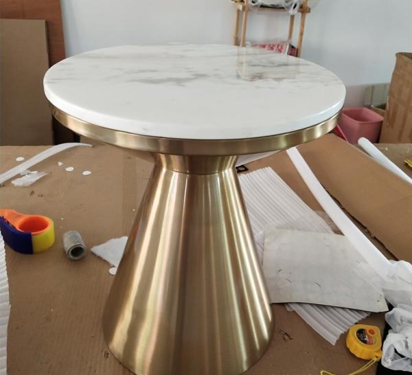 Contemporary design Round Gold stainless steel Marble top Bistro table Coffee table Pub table for hotel Club Cafe