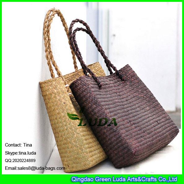 LUDA 2016 new item colored seagrass ladies straw beach bag