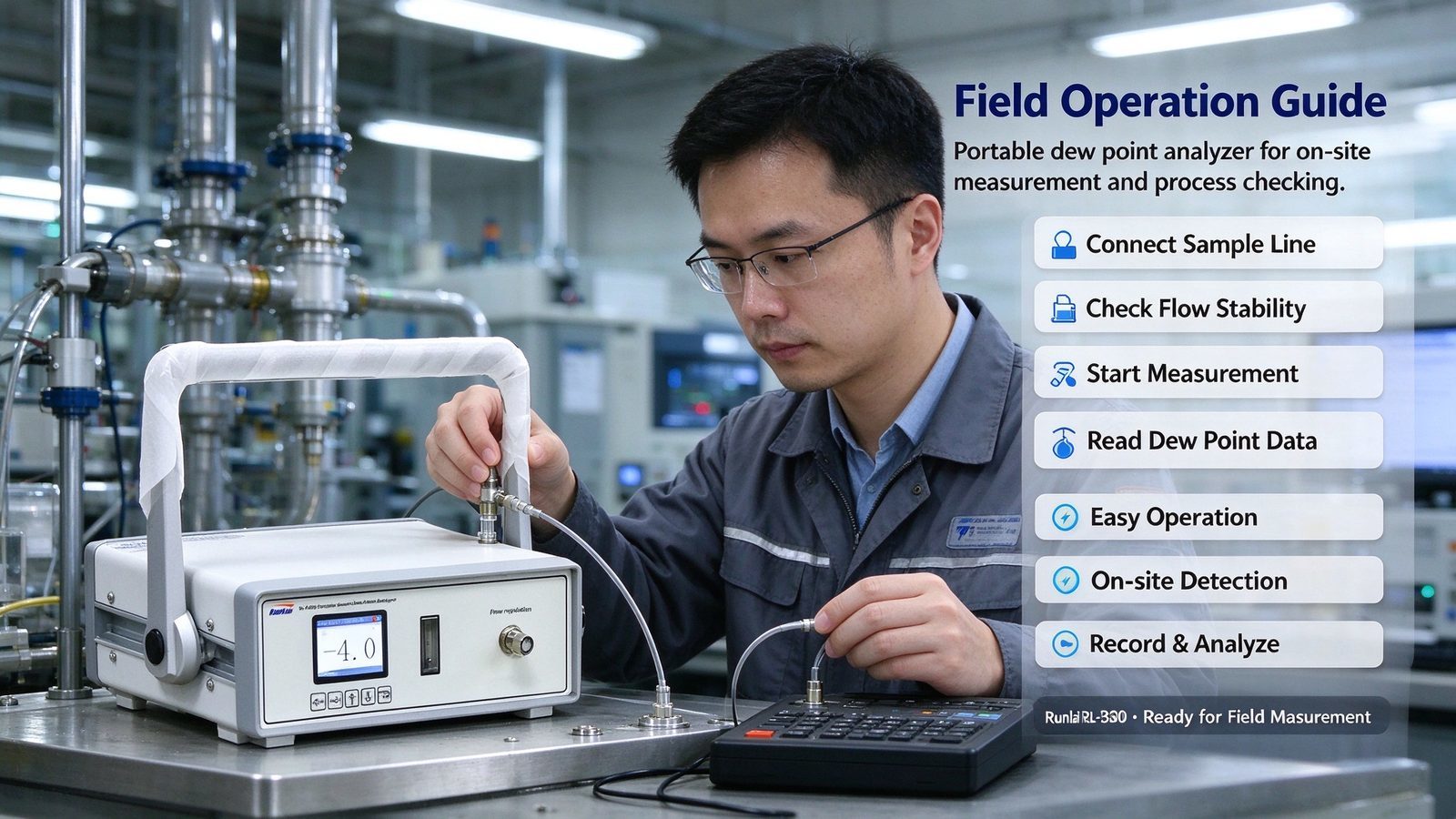 Portable Dew Point Analyzer Industrial Natural Gas Dew Point Meter For Compressed Air