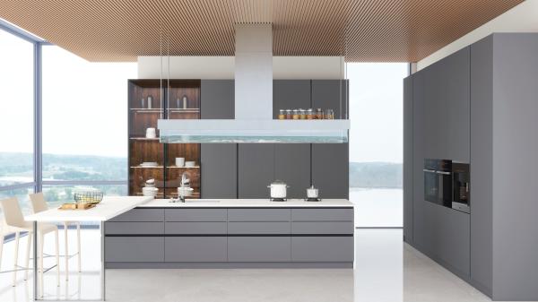 Design de Mobiliário de Cozinha do Oriente Médio Custom EB Board Armazém de Cozinha de Veneer de Madeira Para Apartamento