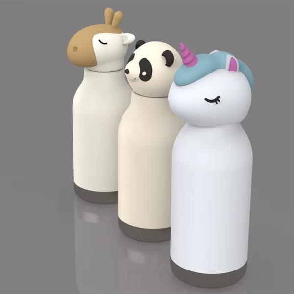 Premium 16oz Insulated Stainless Steel Kids Water Bottle with Detachable Soft Animal Head Lid – Fun, Safe, Eco-Friendly and Leak-Proof Thermos for School, Travel, Sports and Everyday Drinking