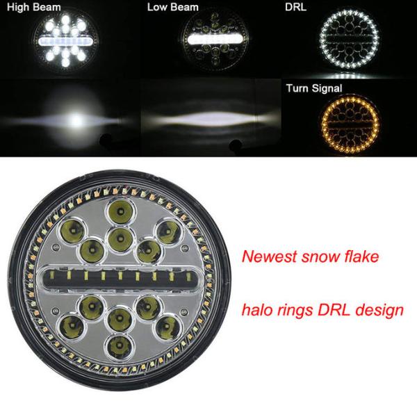 Union Jack style 7 Inch Round Led Headlight For Wrangler JK headlamp driving headlights Halo White DRL(6W) & Yellow Turn