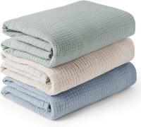 3 couvertures de couches en mousseline pour unisexe, couverture pour nouveau-né