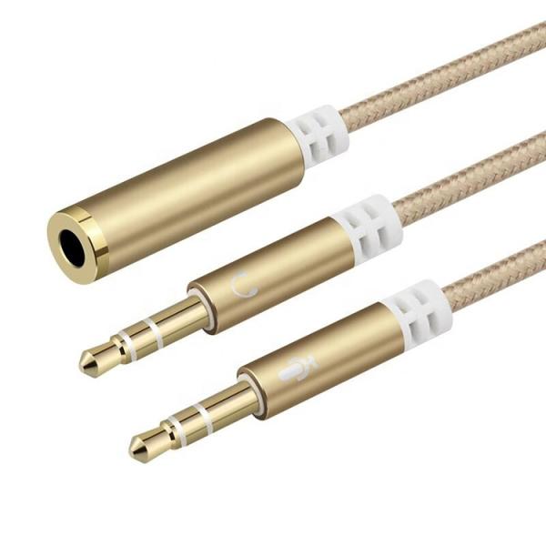 High Quality Splitter 1 Female to 2 Male Headset 3.5mm Jack Audio Mic Cable