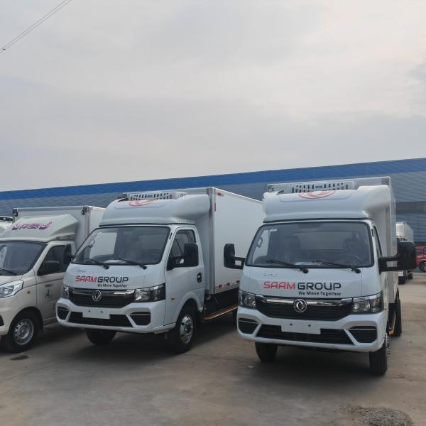 Dongfeng Mini Refrigerated Truck , Fresh Food Freezer Van Truck 5Tons