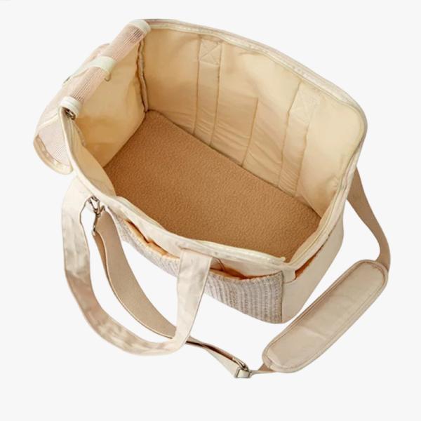 38*18*30CM Beige Canvas Kitty Travel Hangbag Endearing Pet Accouterments Should Bag With Soft Fabric Collection