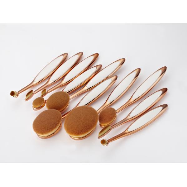 10 Pcs Tooth Cosmetic Makeup Brushes Professional , Oval Beauty Brush Set