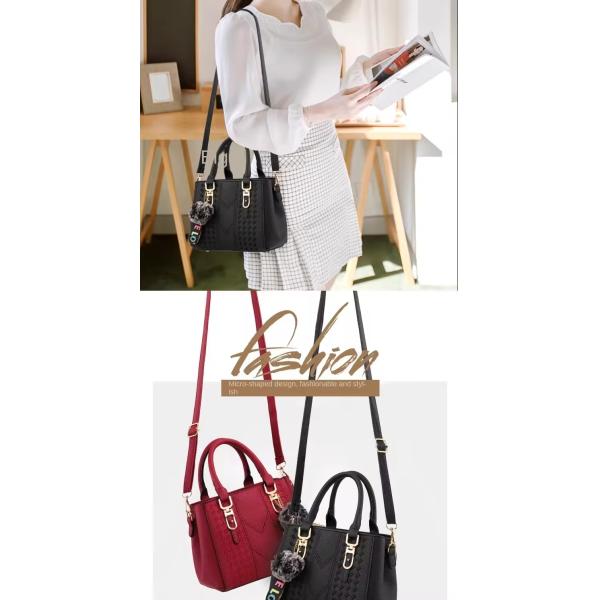 Elegant Shoulder Purse in Genuine Leather with Cartoon Pattern and Button Decoration