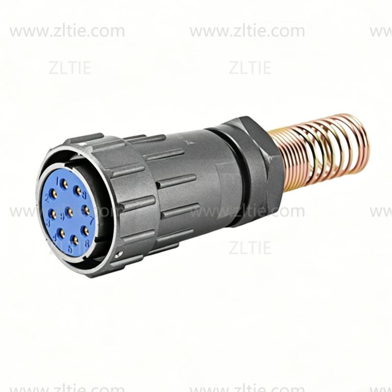 FQ30 Series 9 Pin Circular Connector Straight Wire Spring Female Plug FQ30-9TK