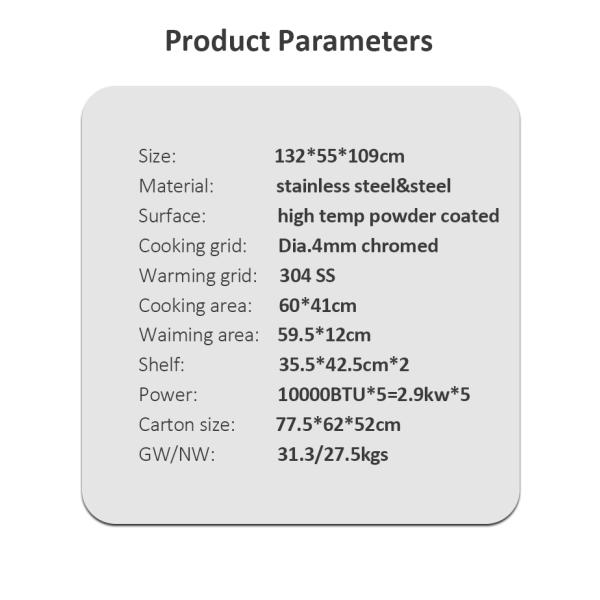 Грилл на бутаневом газе для приготовления пищи на открытом воздухе с 41 горелкой и конструкцией из нержавеющей стали