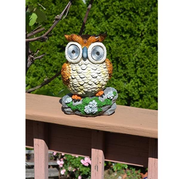Polyresin 8 Inches Owl Animal Shaped Solar Garden Lights