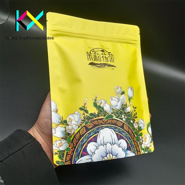 OEM Spot UV Tea Packaging Bags 130um Aluminum Foil Ziplock Stand Up Pouch