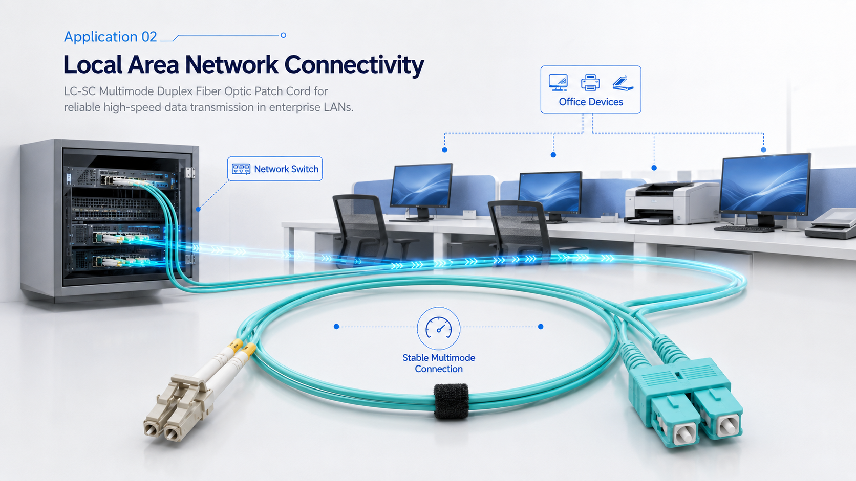 LC to SC Multimode Duplex Fiber Optic Patch Cord LC-SC Fiber Patch Cable Dual Core Optical Jumper for Data Center LAN Enterprise Network