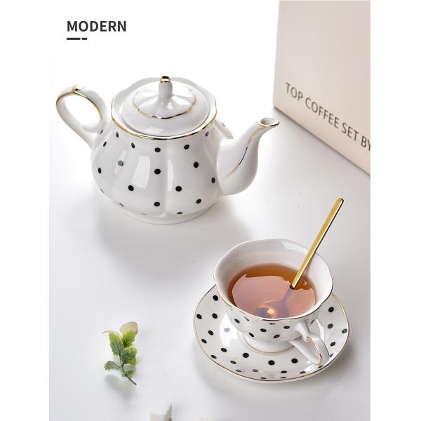 Легкий роскошный керамический чайник с золотой оболочкой Порцелановые чашки и тарелки