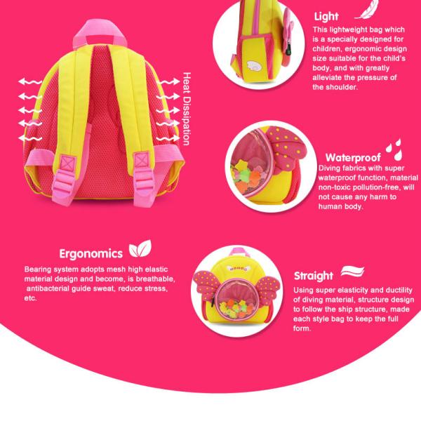 Cute Toddler Backpacks Water Resistant For Children Angel Design