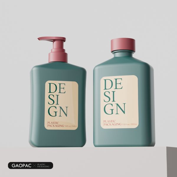 Square Cosmetic Bottle 340/350ml Plastic Lotion Bottle with Customizable Color and Screen Printing for Body Care Cream Packaging