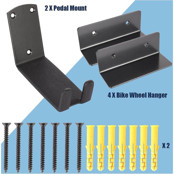 Convenient Bike Storage with Rubber Pad Powder Coated Bike Pedal Hanger Wall Mount