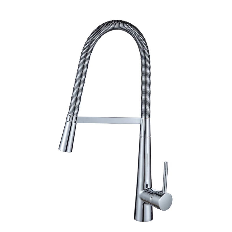 Kitchen Faucet with Brass Body 35mm Ceramic Cartridge Pull Down Chrome Surface Finish for Enhanced Durability