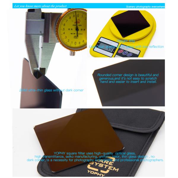 100*100mm 150*150mm Square Neutral Density Camera Lens Filters for Photography