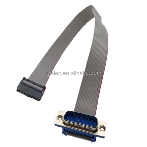 D-Sub 15 Pin DB15 Male to 16Pin Female IDC 2.54MM Pitch Gold-plated Flat Ribbon Cable