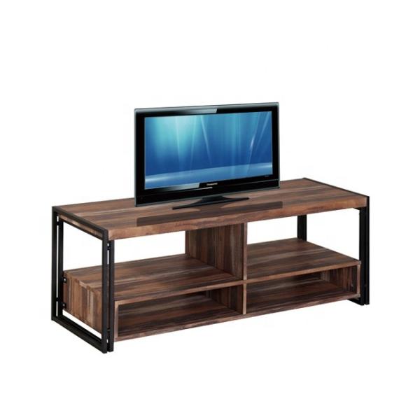 Odm Metal Frame Pine Wood TV Stand Console With Two Tube Storage