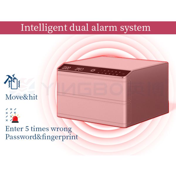 Home Fingerprint Lock Leather-Covered Jewelry Safe Box Solid Steel Auto Open