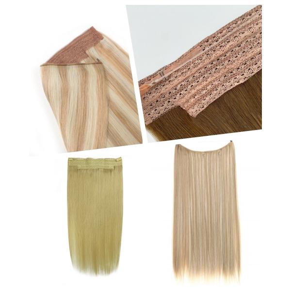 Straight Fish Wire One Piece Haloin Hair Extensions with Dyeable Volume and Length