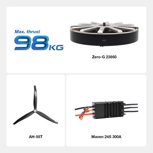 23850 Moteur sans balais 98 kg Poussée pour drones et parapenteurs de levage lourds