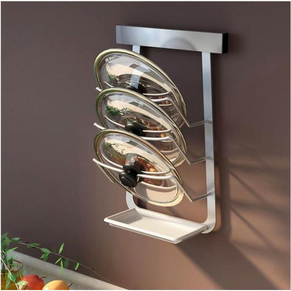 Install Without Hole Punch Kitchen Pull Basket / Stainless Steel Kitchen Lid Rack
