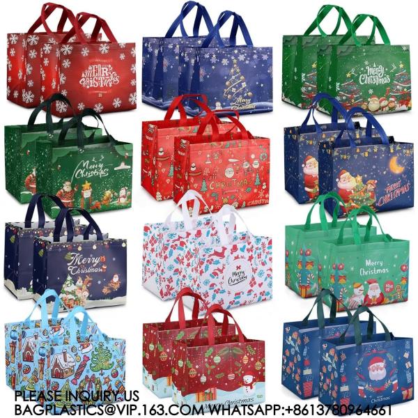 Christmas Gift Bags,Christmas Tote Bags With Handles, Christmas Treat Bags, Multifunctional Non-Woven Christmas Bags