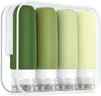 Ensemble de flacons de voyage rechargeables en silicone cosmétique vert forêt, étanches, 90 ml