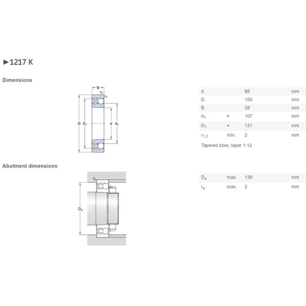 NSK 1217K Self Aligning Ball Bearing 85×150×28mm With Oil Lubrication