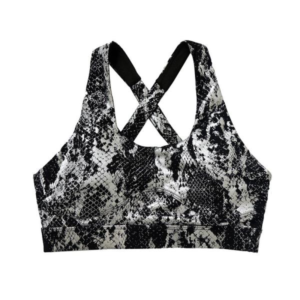 Oem Factory Manufacturer Custom Logo Bras Gold Snake Print Cross Back Yoga Bra