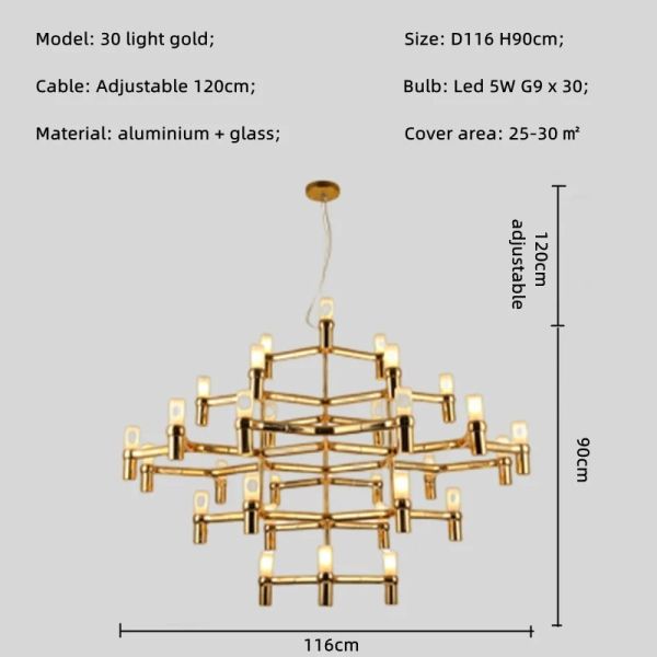 Crown Major Pendant lamp Nordic Tube chrome chandelier Crown Plana Mega Pendant(WH-AP-637)