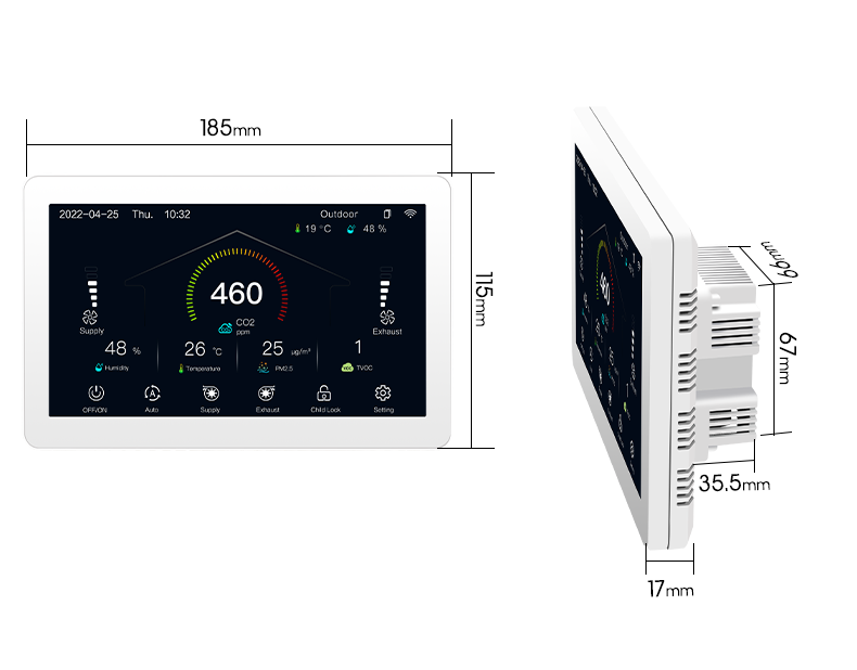 7 Inch LCD Color Screen WiFi HVAC Control Panel For HRV ERV Systems Vent Controller