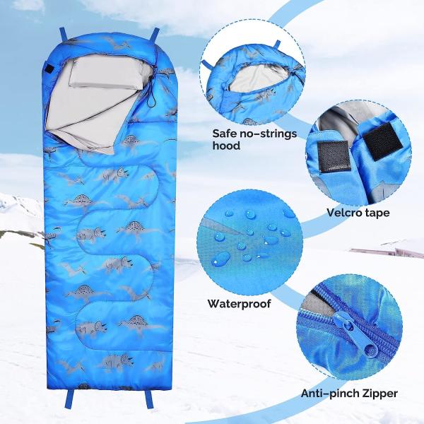 Outdoor Camping Children Sleeping Bag, Fit Boys and Girls 4 Season Comfortable Compact Sleeping Bag Mummy Camping