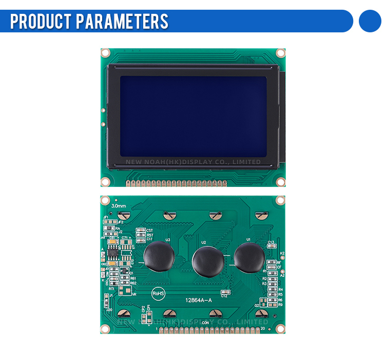 Blue Film 12864A-A Working Temperature  LCD Display With Backlight 20PIN 5V Parallel Port 12864 Panel