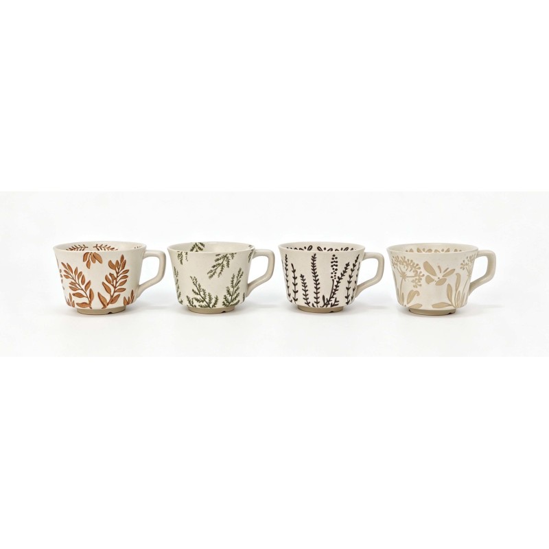 Speckled Botanical Leaf Ceramic Tableware Set (Mugs, Bowls & Plates)