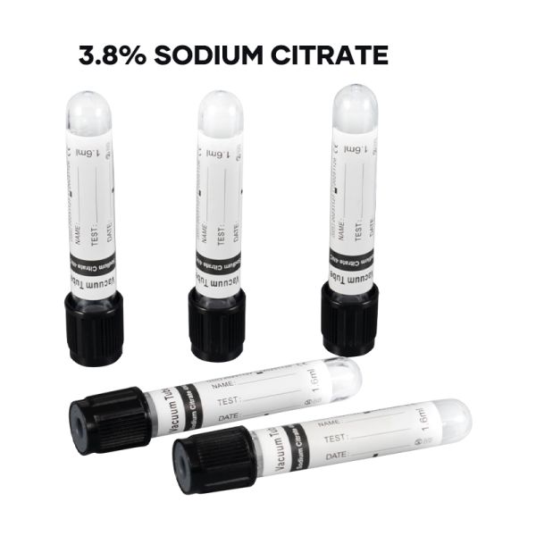 Black Top 3.8 Percent Sodium Citrate Anticoagulant Blood Tube for ESR 1.28ml 1.6ml 3.2ml