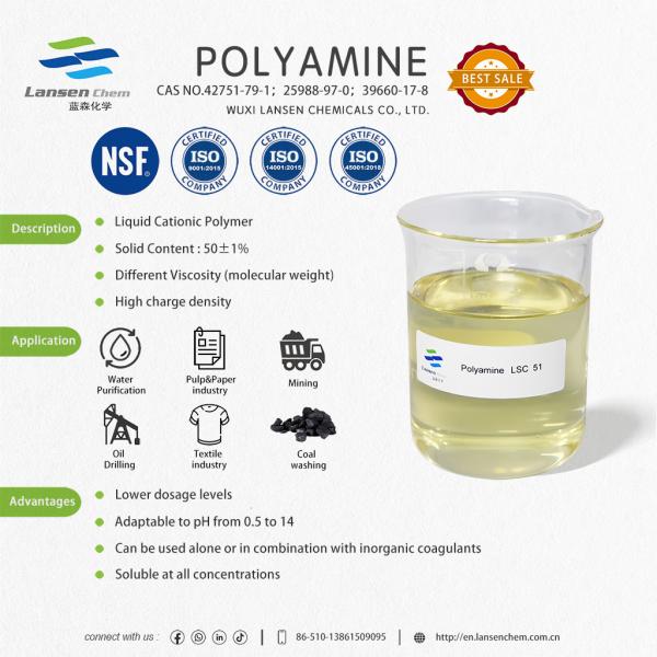 Cationic Polyamine Water Purifying Chemicals For Waste Water Treatment And Decoloration In Textile Industry