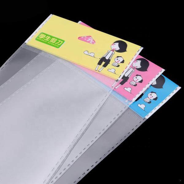 BOPP header pack bag with adhesive stripe, BOPP packaging header bag Explosion proof side